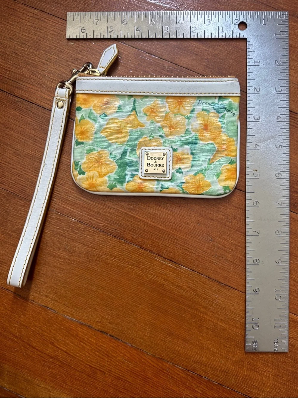 Dooney & Bourke Yellow Petunia Floral Wristlet Wallet Pouchette